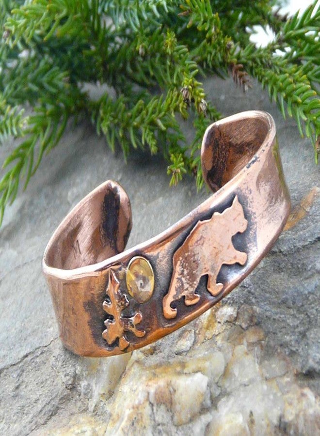 Modern Artisans American Made Rustic Copper Cuff Bracelet - Bear (Large Size, suitable for 7.75" to 8" wrist) - Image 3